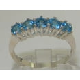 thumbnail image 3 of LBG British Made 10k White Gold Natural Blue Topaz Womens Eternity Ring - 33 size options - Size 4.25, 3 of 8