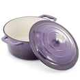 thumbnail image 3 of MegaChef 5 Quarts Round Enameled Cast Iron Casserole with Lid in Gradient Purple, 3 of 7