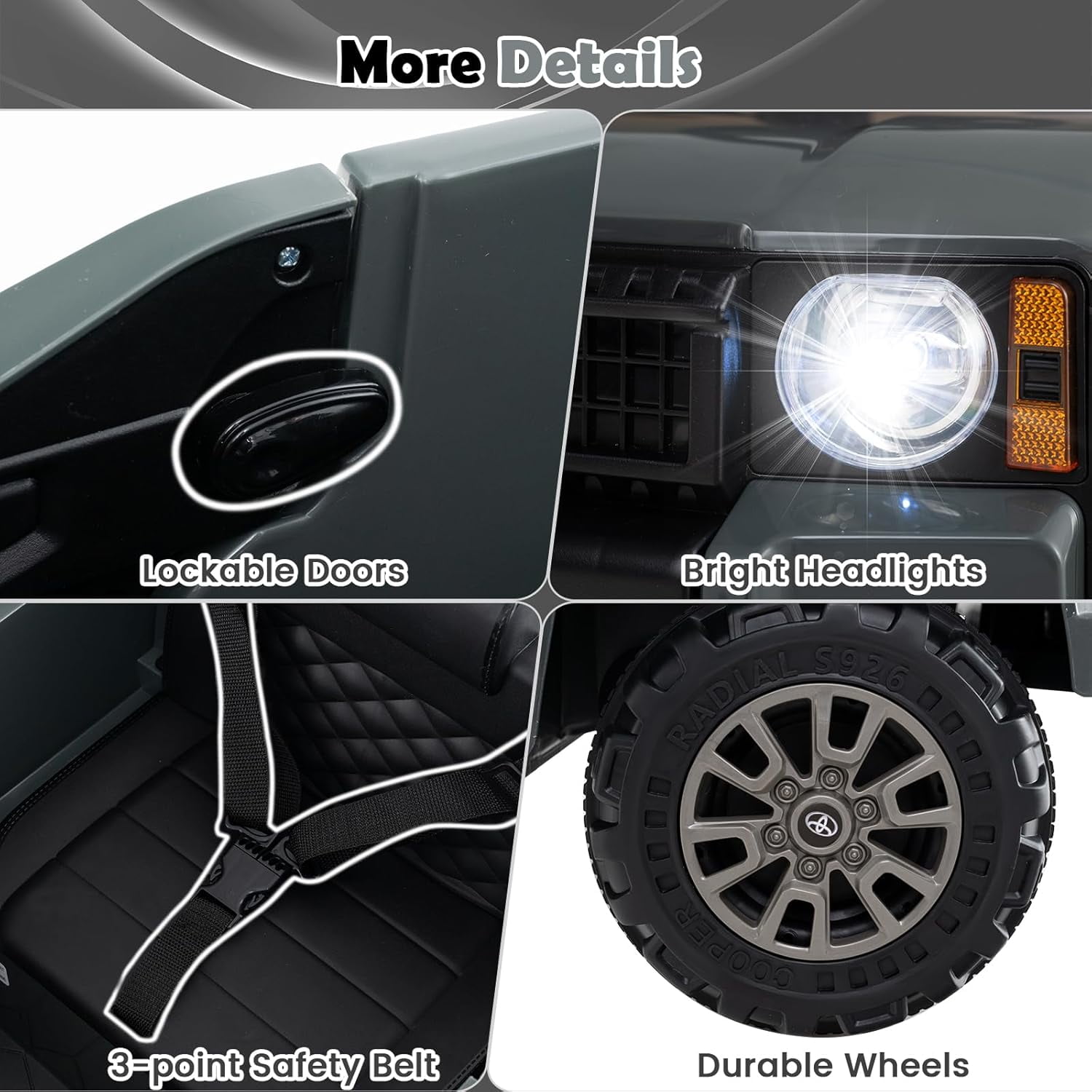 Licensed Toyota Ride on Car by OLAKIDS, Battery Powered Electric Vehicle for Kids with Remote Control, MP3, USB, Power Display, LED Lights, Suspension, Ride on Toy for 3+ Boys Girls