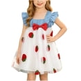 thumbnail image 2 of FRSASU Girl's Vintage Cute Strawberry Embroidered Summer Dress Ruffle Cap Sleeve Bow A-Line Layered Mesh Birthday Party Dresses White-A, 2 of 8
