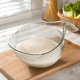 thumbnail image 3 of Kitchen Colander with Handle, Rice Washing Bowl for Draining, Plastic Strainer Basket for Vegetables Fruits Pasta, 9x3.54 inches, 3 of 5