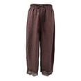 thumbnail image 5 of RFQWOVSR Women's High Waist Drawstring Wide Leg Linen Pants with Lace Trim Pockets Loose Fit Casual Summer Trousers M, 5 of 5