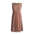 thumbnail image 3 of LOVZFMLL Robes d'Été pour Femmes Couleur Unie Mode Décontractée Col Montant Sans Manches Robe Col Rond, 3 of 4