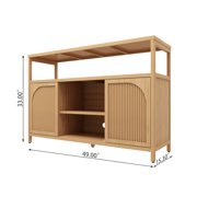 GDF Studio Bamboo Sideboard Storage Cabinet with 2 Doors and Open Shelves, Natural