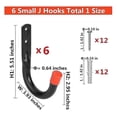thumbnail image 3 of 6 Pack Heavy Duty Garage Storage J Utility Hooks, Utility Hooks Bike Wall Mount Rack For Garage Wal, 3 of 5