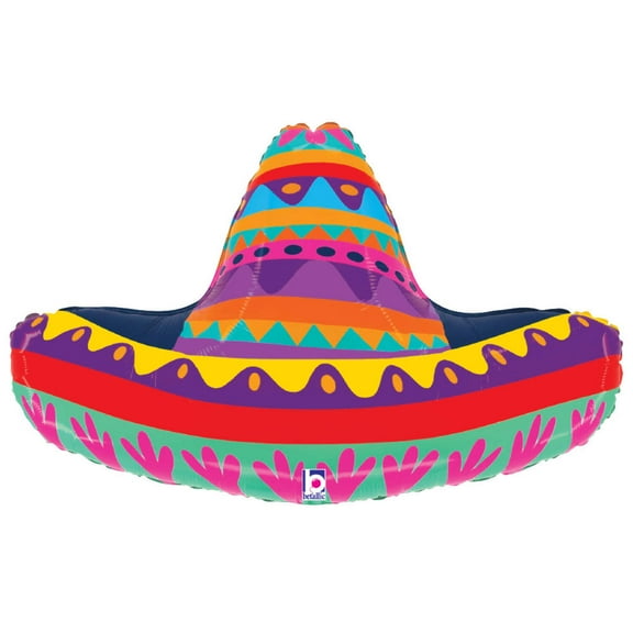 32 inch Betallic Festive Sombrero Foil Mylar Balloon - Party Supplies Decorations