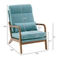thumbnail image 3 of Accent Leisure Chair, Mid-Century Modern Arm Chair with Solid Wood Armrests and Legs, High Back Accent Chair with Thick Seat Cushion and Backrest for Living Room Bedroom Balcony Studio, Blue, 3 of 9