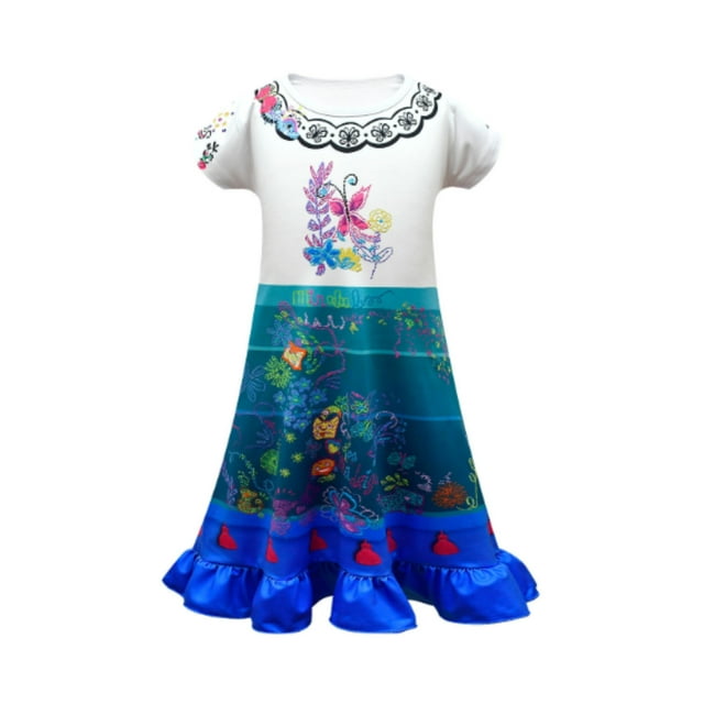 HAWEE Filles Costume Encanto Mirabel/Isabela Madrigal/Pepa/Luisa Robe Cosplay Jupe Princesse avec Sac Ensembles pour Filles