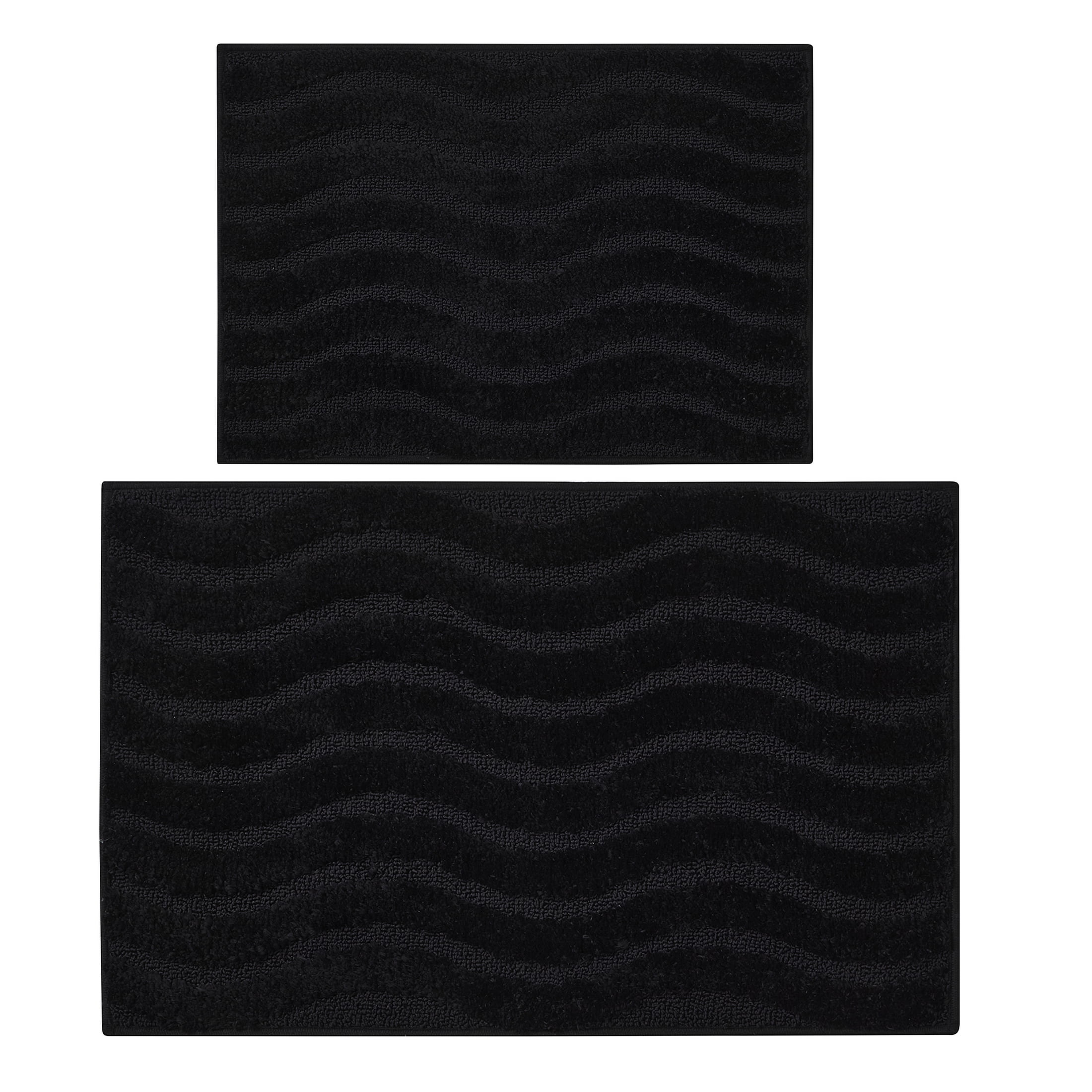 Mainstays Good Vibes 15PC Shower Curtain & Rug Bath Set, 70 x 72, Black/White