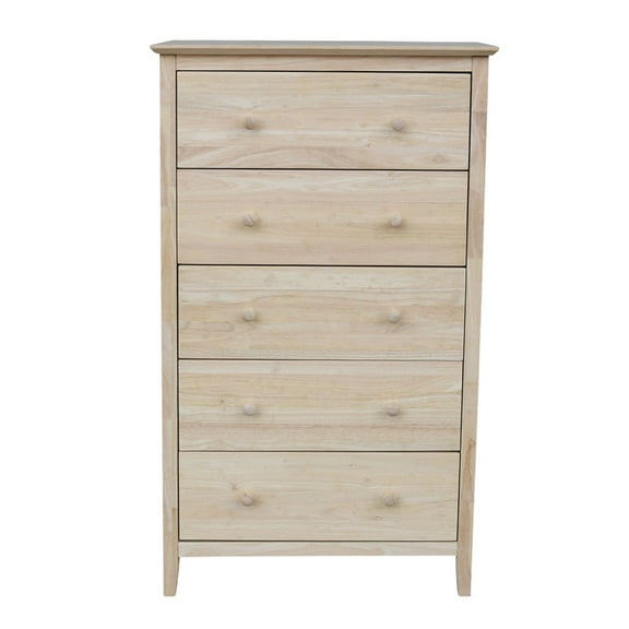 International Concepts Solid Wood Traditional 5-Drawer Dresser, Uninished