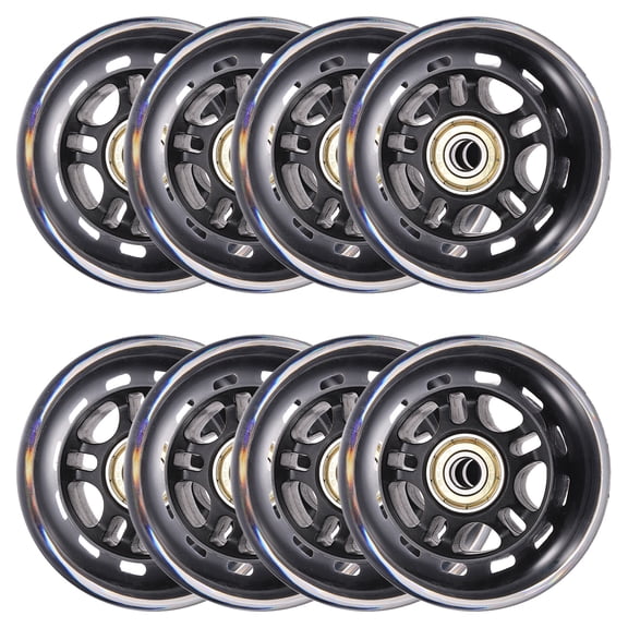 Uxcell Inline Skate Wheels with Bearings, Outdoor & Indoor Roller Skate Wheel Inline Skate Replacement ( 72mm, 8Pack, Black Transparent ) for Scooter
