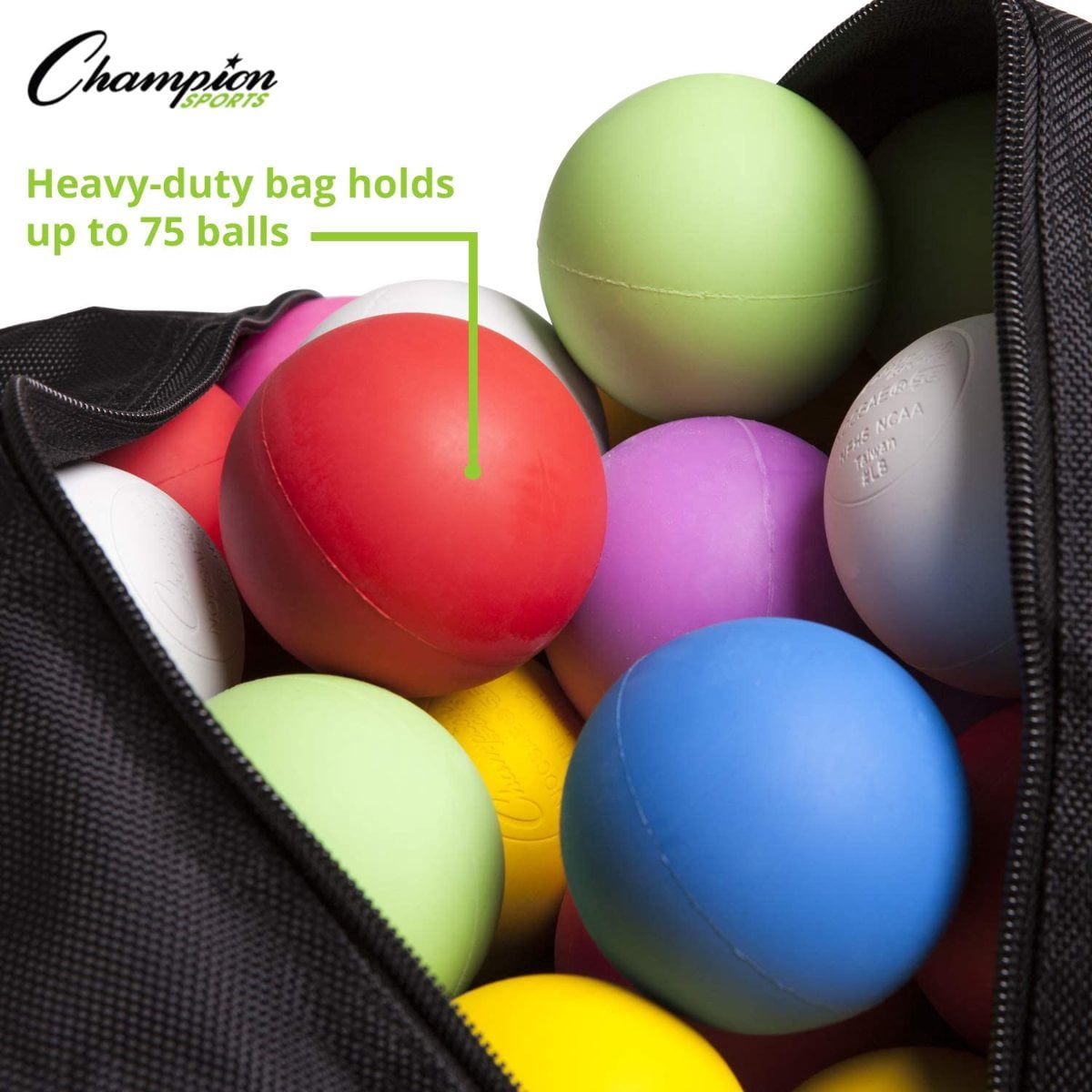 Champion Sports Lacrosse Ball Bag: Nylon Sports Training Tote for Lacrosse, Baseball and Tennis,Gray/ Black