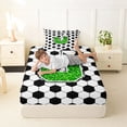 thumbnail image 4 of Erosebridal Teens Soccer Letter J Monogrammed Twin Sheet Sets 3pcs,Girls Boys Sport Football Honeycomb Bedding,Luxury Bedroom Decor, 4 of 5