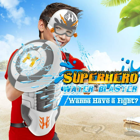 WisToyz Water Gun Squirt Gun Superhero Backpack, Water Blaster Toy Water Guns for Kids, Toddlers, Boys and Girls, Squirt Toys with Large Capacity Long Range, Best Summer Toys Beach Toys (Best Water Guns 2019)