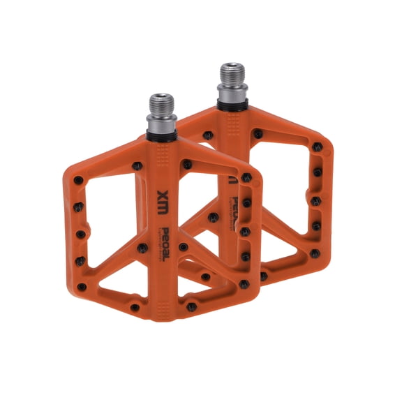 Unique Bargains Bicycle Pedal Nylon Universal Bike Flat Pedal Orange Fit 14mm Axles Non-Slip Bicycle Pedal for BMX MTB Road Bikes 1 Pair