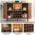 thumbnail image 6 of ROGALIS 55" Wine Bar Cabinet with LED Light,Modern Liquor Whiskey Coffee Station with Wine Rack and Glass Holder, Farmhouse Large Buffet Sideboard for Dining Room, Living Room, Kitchen,  Walnut, 6 of 9