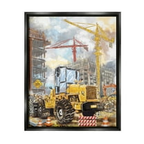 Stupell Industries Busy Construction Site Transportation Painting Black Floater Framed Canvas Art Print Wall Art, 17 x 21