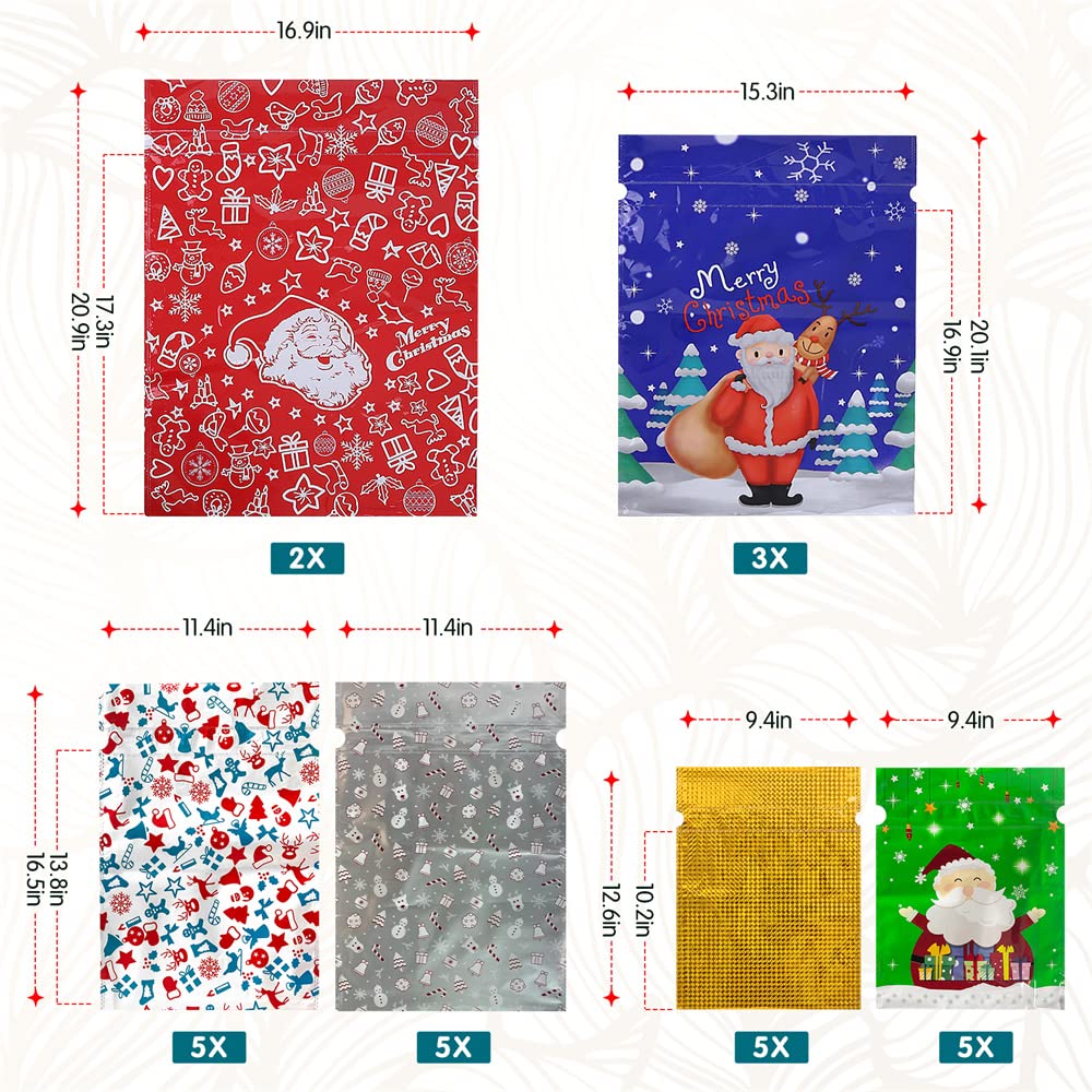 COCOBELA 25-Piece Christmas Drawstring Gift Bags with Tags photo 3