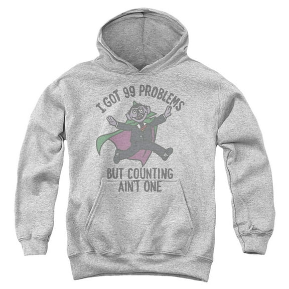 Sesame Street Count 99 Problems Youth Kids Boy/Girls Pull-Over Hoodie, Athletic Heather, Medium