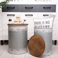 thumbnail image 4 of Farmhouse Accent Side Table - Galvanized Rustic End Table. Metal Storage Bin Wood Cover. Coffee or Cocktail Table. Nesting Pieces Two - Distressed White, 4 of 5