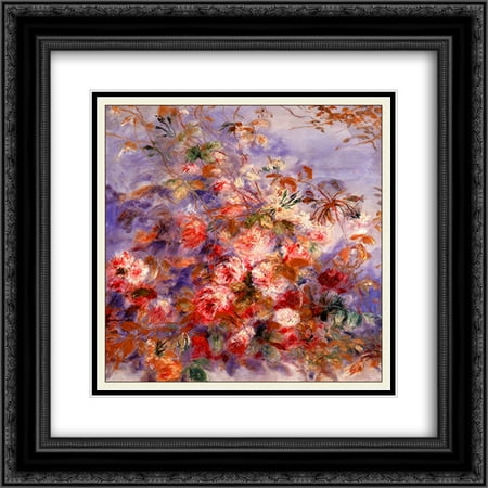 - Pierre Auguste Renoir 2x Matted 20x20 Black Ornate Framed Art Print 'Roses By The Window'