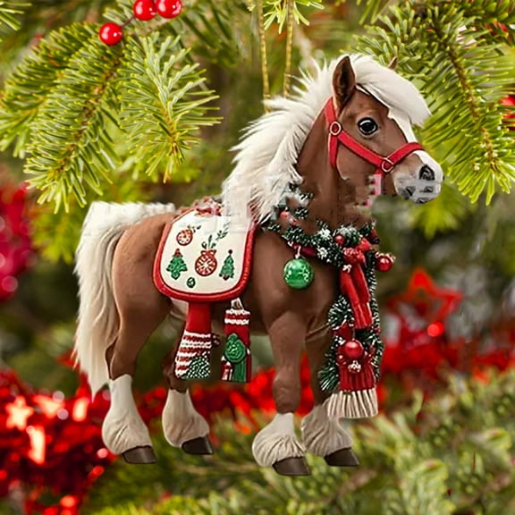 Horse Christmas Ornament 2025, Christmas Tree Hanging Decorations Vintage Horse Hanging Ornaments, Western Theme Party Decor for Xmas Tree Home Decor