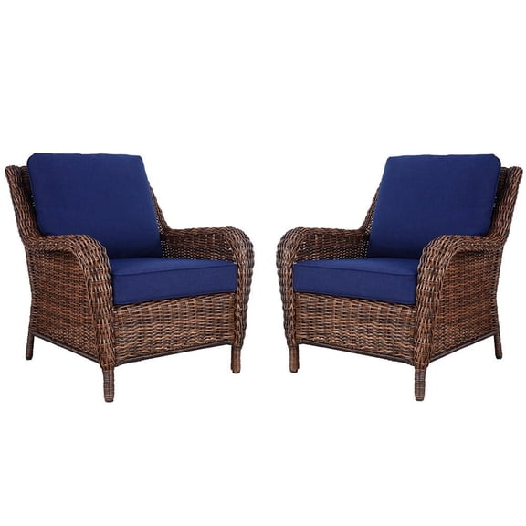 Krikacy 2-PCS Wicker Armchair Set, All-Weather HDPE Hand-Woven Patio Chairs for Patio Deck,Blue
