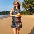 thumbnail image 3 of Honeii Western Cowboy Duck Print Women's Sleeveless Dress, Loose Fit Casual Dress for Women, Summer Fashion Dress, 3 of 7