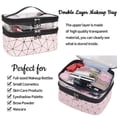 thumbnail image 3 of 1PCs Double Layer Makeup Bag Box, Lattice Portable, Women's Makeup Master, Multifunctional Storage, Washing, and Makeup - pink, 3 of 6
