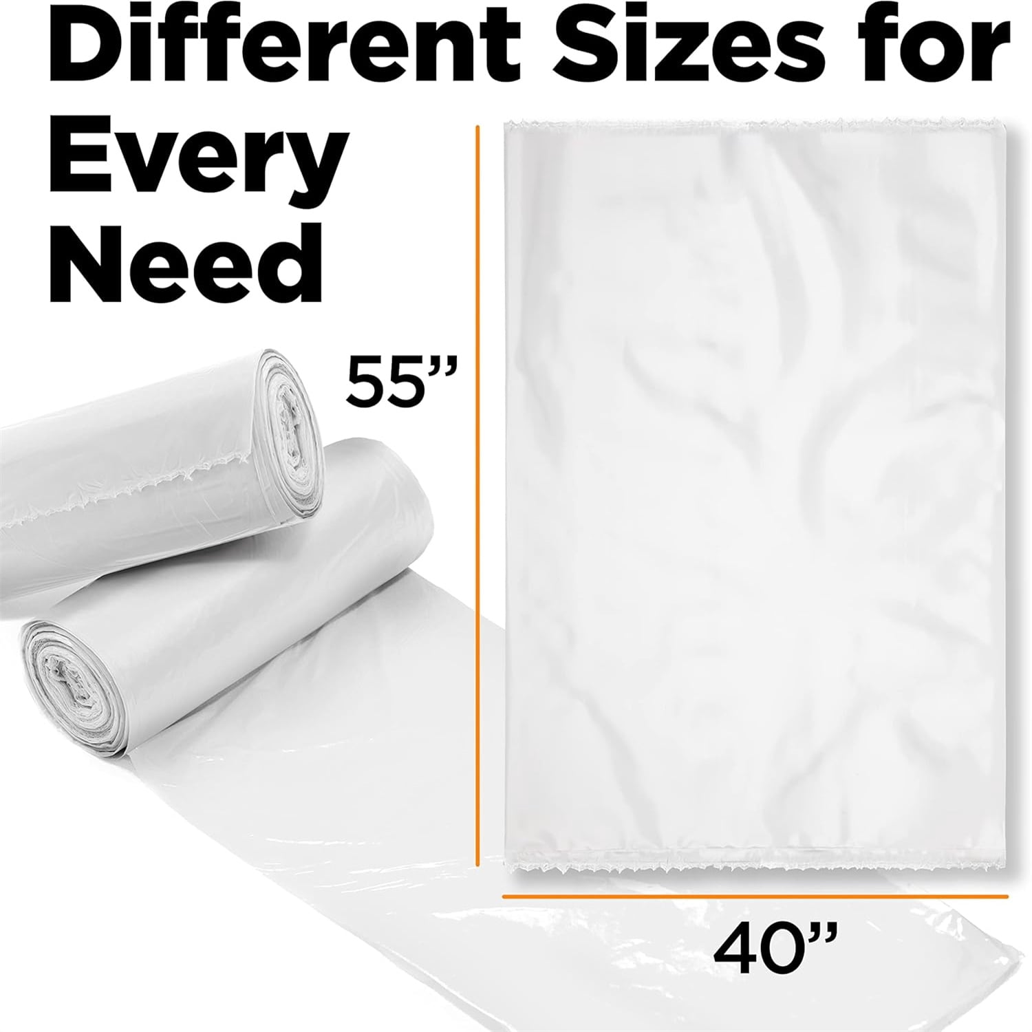 55 Gallon Clear Trash Bags Heavy Duty (150 COUNT) – Large Clear Trash Bags 55-60 Gallon Heavy Duty, Lawn and Leaf Trash Can Liners