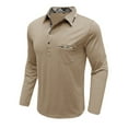 thumbnail image 6 of Mens T-shirts Men's Shirt Casual Long Sleeve Classic Plaid Button Tees With Pockets Mens Short Sleeved Tees Yoga Fit Ling Sleeve T Shirt Tops Men Work Casual Lady Athletic Wear Medium Beige L, 6 of 6