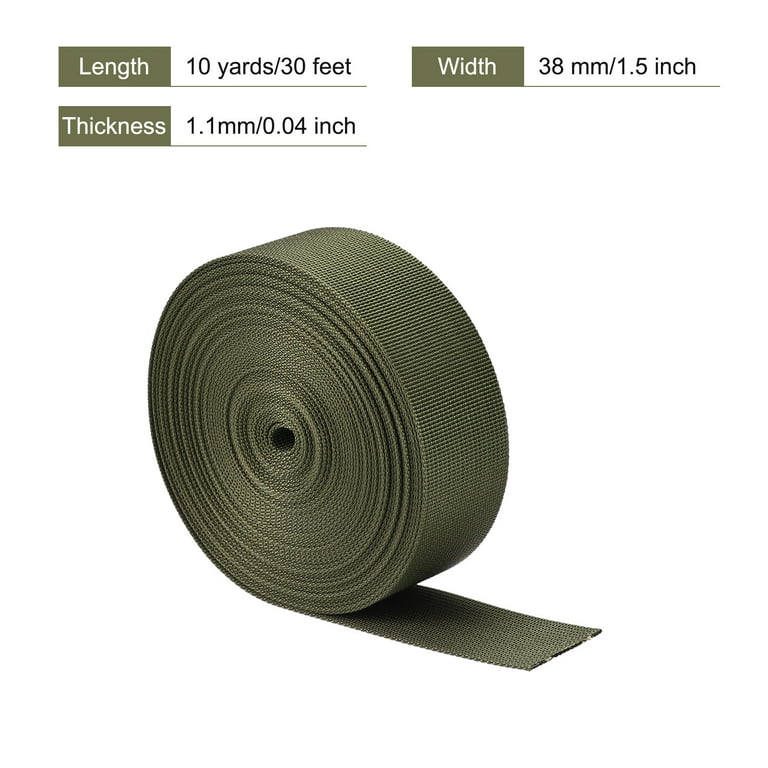Flat Nylon Webbing Strap 1.5 Inch 10 Yards Olive for Backpack, Luggage-rack