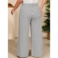 thumbnail image 3 of SHEWIN Womens Plus Size Pants Wide Leg Striped Palazzo Pants Elastic Waist Casual Lounge Trouser with Pockets 1X-5X, 3 of 8