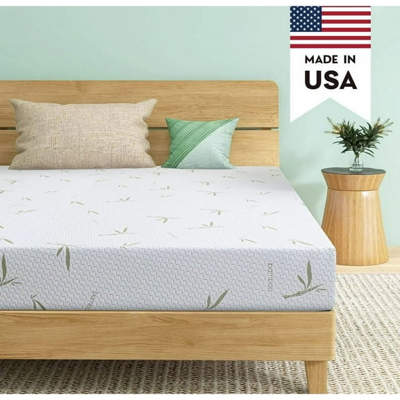 King Mattress,8 inch Green Tea Gel Memory Foam Mattress with Bamboo Knit Cover, Made in USA