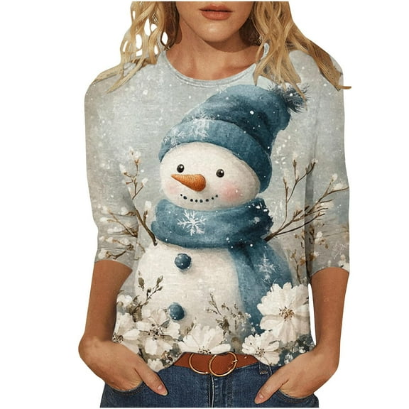 Winter Saving Talove Long Sleeve Shirts for Women Funny Graphic Sweatshirt Women Fall Clothes Holiday Party Family Matching Tops Womens Tops Dressy Christmas Shirts