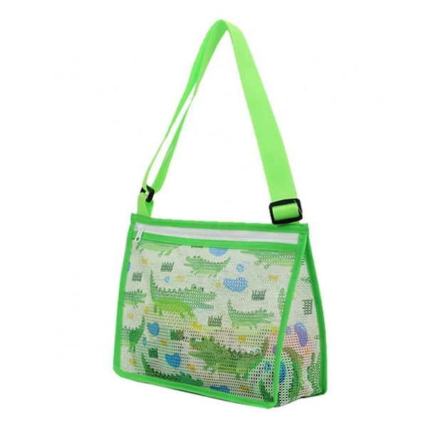 Mesh Beach Bag Small Kids Shell Collecting Bag Totes with Zipper for