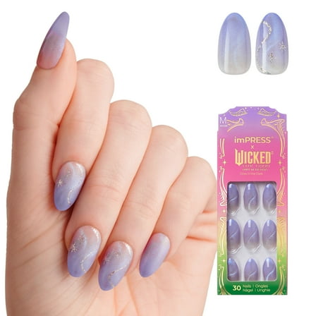 imPRESS X WICKED: FOR GOOD Press On Nails, ‘Living in a Dream’, Purple, Medium Coffin, 30 Fake Nails