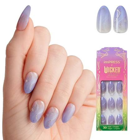 imPRESS X WICKED: FOR GOOD Press On Nails, ‘Living in a Dream’, Purple, Medium Coffin, 30 Fake Nails