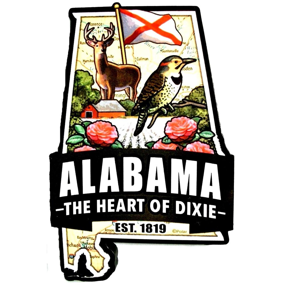 Alabama The Heart of Dixie State Classic Artwood Fridge