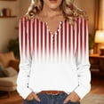 thumbnail image 6 of NuoCaiYun Womens Fashion Stripe Printed Pullover Winter V-Neck Open Button Long Sleeve Tops Polyester Spandex, 6 of 6