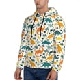 thumbnail image 3 of Pofeuu Dinosaurs and Tropical Leaves Print Mens Casual Hooded Collar Drawstring Hoodies Pullover Sweatshirts Casual Long Sleeve Shirts-Medium, 3 of 7