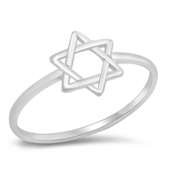 Star of David Religious Ring .925 Sterling Silver Band Jewelry Female Male Unisex Size 2