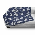 thumbnail image 3 of Shark Soft Flannel Fleece Throw Blanket, Fish Pattern Various Gestures Have a Bite Danger Humor Nautical Design, Cozy Plush for Indoor and Outdoor Use, 70" x 90", Violet Blue White, by Ambesonne, 3 of 6