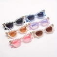 thumbnail image 2 of Large Rhinestone-Adorned Oversized Glasses - Sparkling Party Eyewear with -like Beads & Clip-On for, Prom, Graduation Photos, Costume Events - Multicolor (Black, Blue, Pink, Brown, Purple), 2 of 9