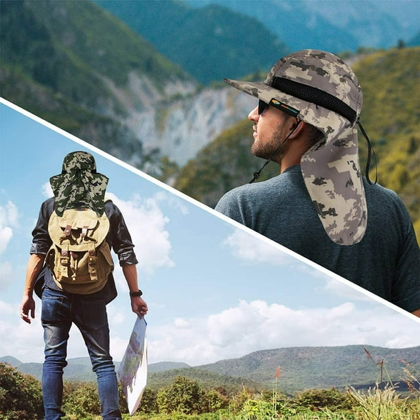 Fishing Hat with Neck Flap, Sun Protection Hiking Hat for Men