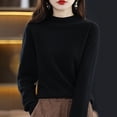 thumbnail image 4 of Suéter de cachemira de otoño e invierno para mujer, suéter corto de cuello alto con base gruesa, suéter suelto de lana, 4 of 6