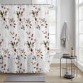 thumbnail image 3 of Pastoral Leaf Shower Curtain, Watercolors Brown Grey Eucalyptus Leaves Birds Waterproof Shower Curtain Set with 12 Hooks Lightweight Bath Curtains Fabric Bathroom Decor 72x72 Inches, 3 of 9