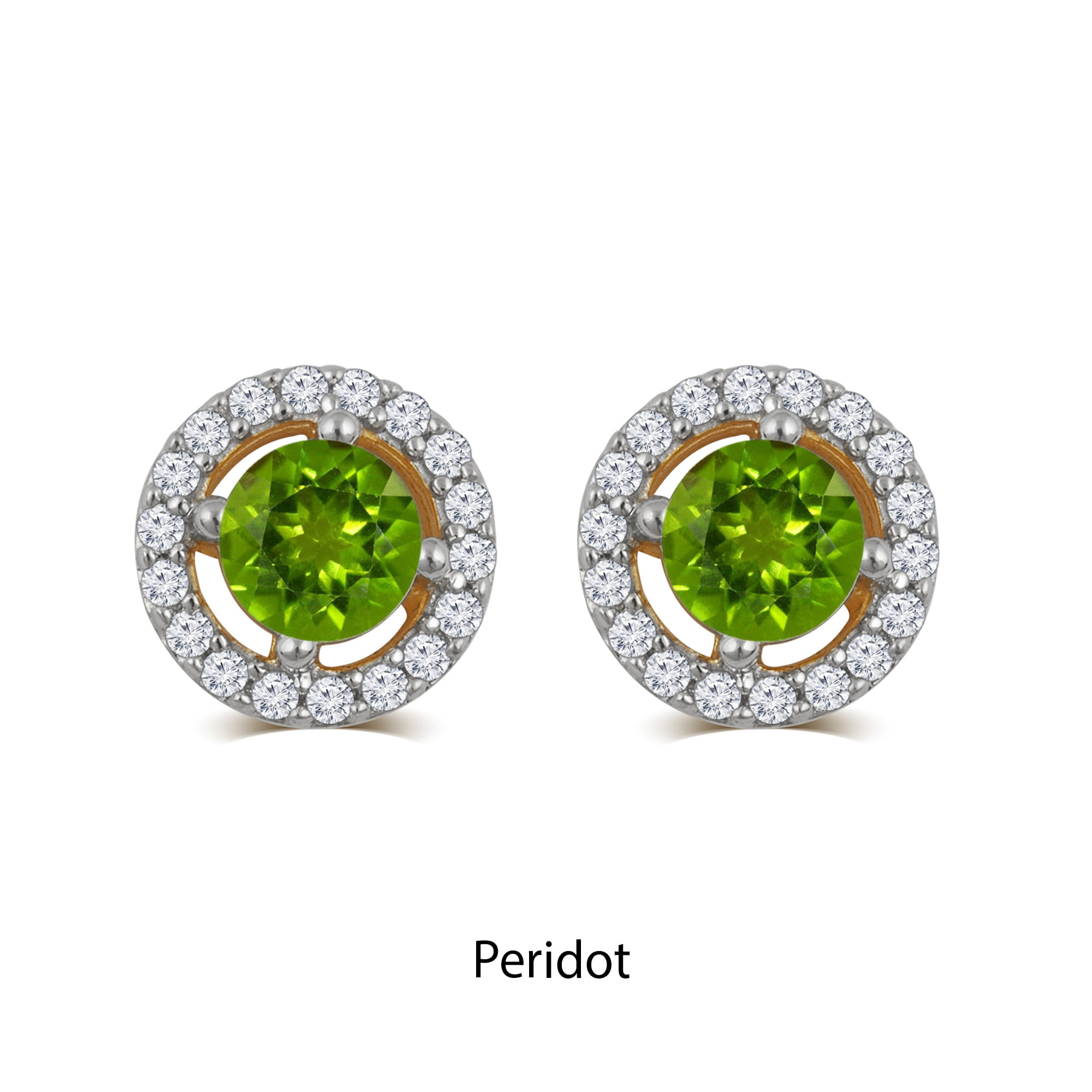Peridot and White Sapphire Birthstone Earring in Sterling Silver