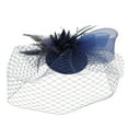 thumbnail image 4 of Uooqdmx Fascinators Hats for Women, Tea Party Hats for Women, Feather Headpiece, European Vintage Vening Banquet Feather Flower Hair Ornament Hat, Vintage Hats for Women, Navy One Size, 4 of 7