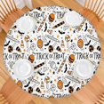 thumbnail image 2 of Trick or Treat Halloween Pattern Round Fitted Tablecloth with Elastic Edge,Dining Table Cover Waterproof,Outdoor Round Tablecloth for Camping,Dining,Indoor and Outdoor, 2 of 7